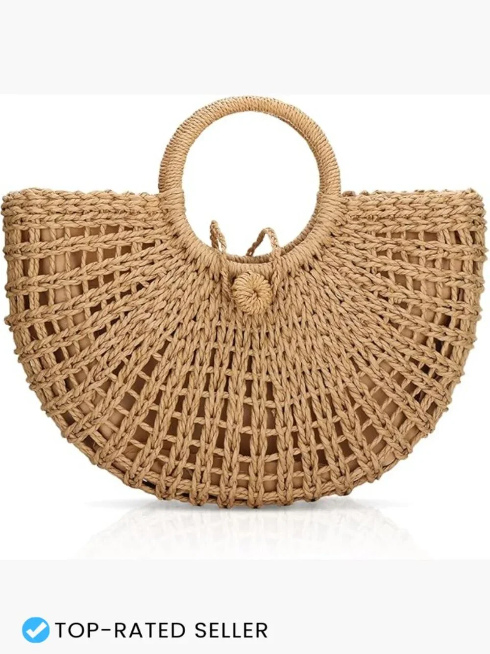 Straw Hobo Bag Large Round Woven Beach Purse Vacation Handbag Bohemian